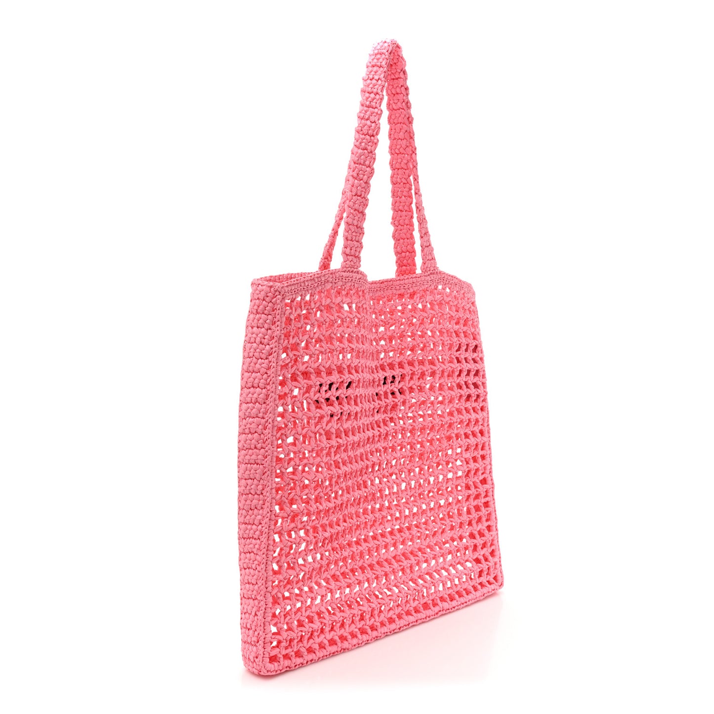 Yarn Raffia Effect Crochet Logo Embroidered Tote Bag Petalo
