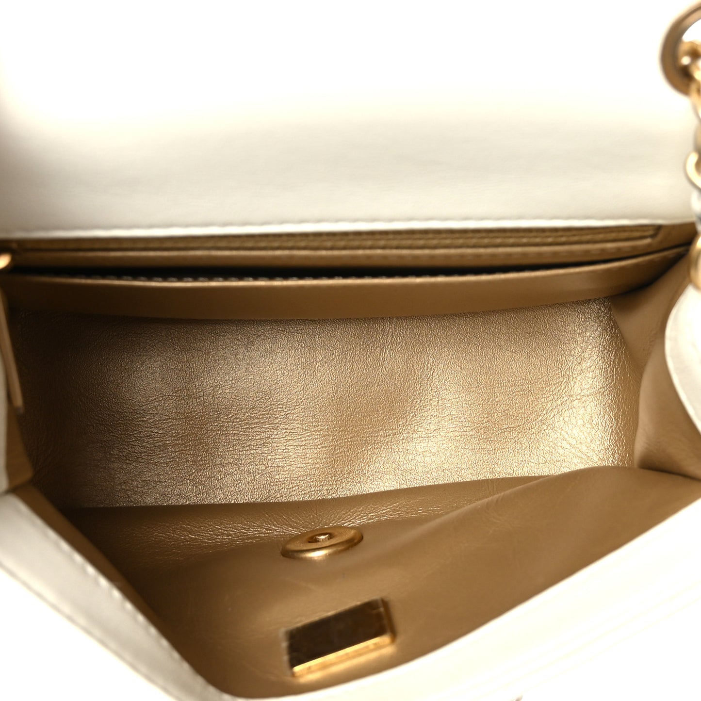 Lambskin Quilted Mini Pearl Crush Flap White