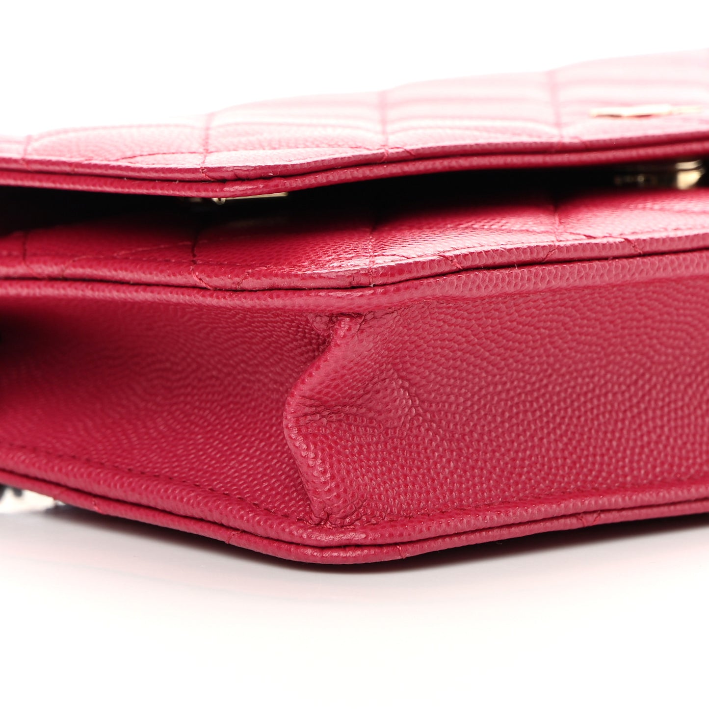 Caviar Quilted Wallet On Chain WOC Dark Pink
