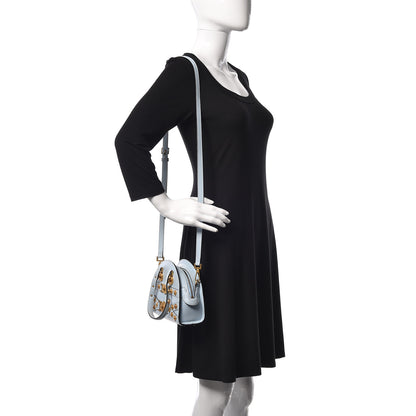 Versace Calfskin Small Medallion Tribute Bowling Bag Blue 2 of 12