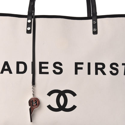 Chanel Canvas Calfskin Large Let's Demonstrate Tote White Black 16 of 18