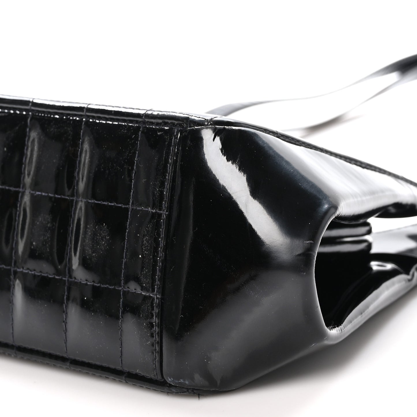Patent Chocolate Bar Quilted CC Shoulder Bag Black