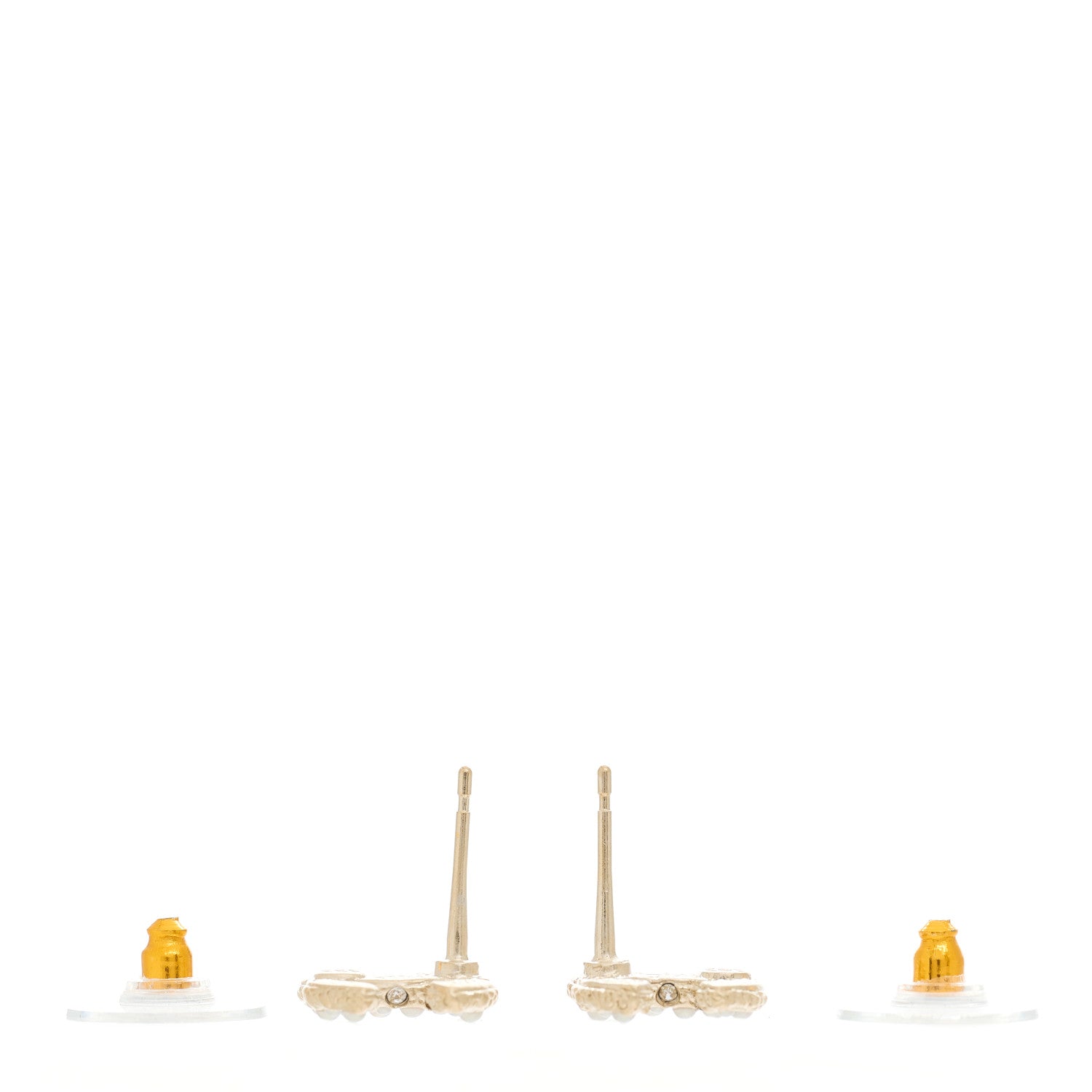 Chanel Pearl Crystal CC Earrings Light Gold 3 of 5
