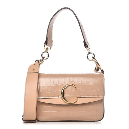 Chloe Calfskin Crocodile Embossed Small C Double Carry Nut 1 of 16