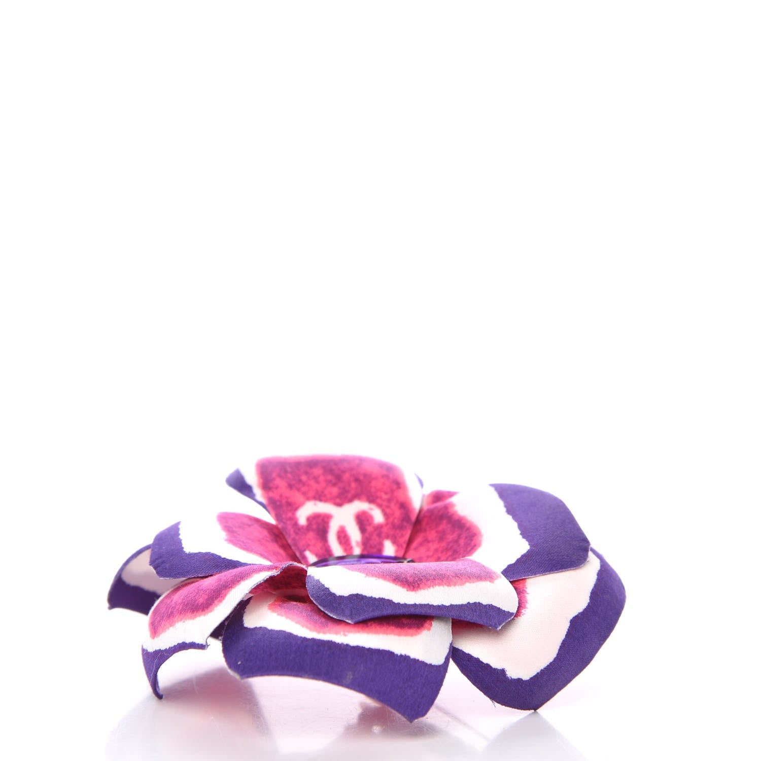 Chanel Crepe Satin Camellia Pin Brooch Pink Purple 5 of 7