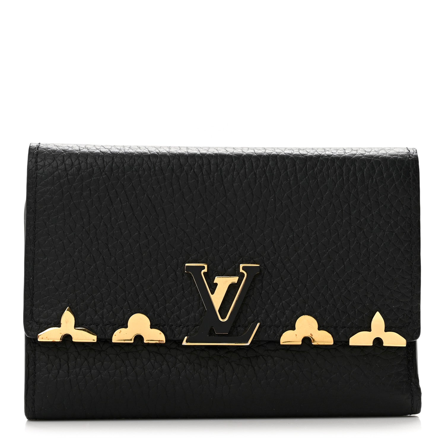 Louis Vuitton Taurillon Embellished Capucines Compact Wallet Black 1 of 8