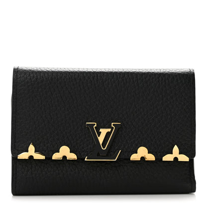 Louis Vuitton Taurillon Embellished Capucines Compact Wallet Black 1 of 8