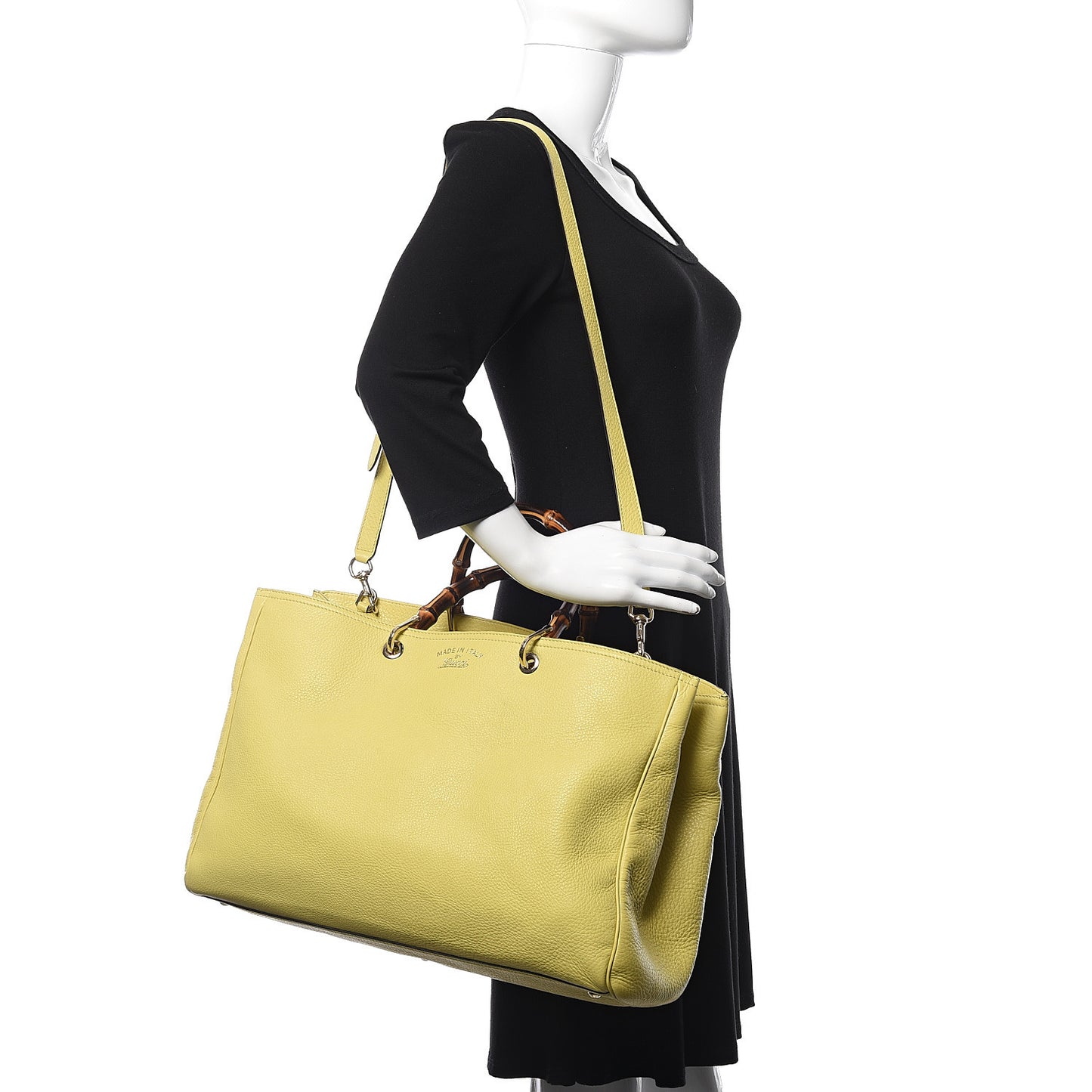 Calfskin Large Bamboo Shopper Tote Citrus