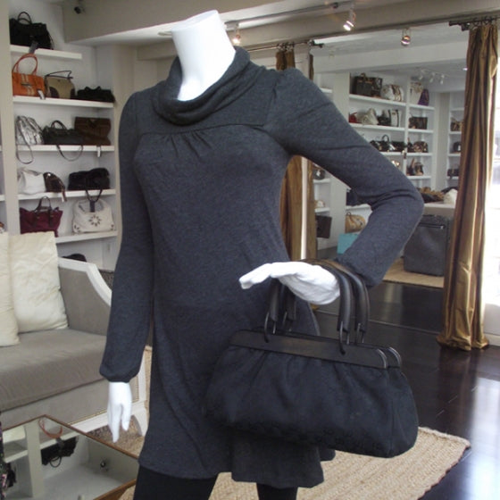 Monogram Wood Handle Frame Doctor Bag Black