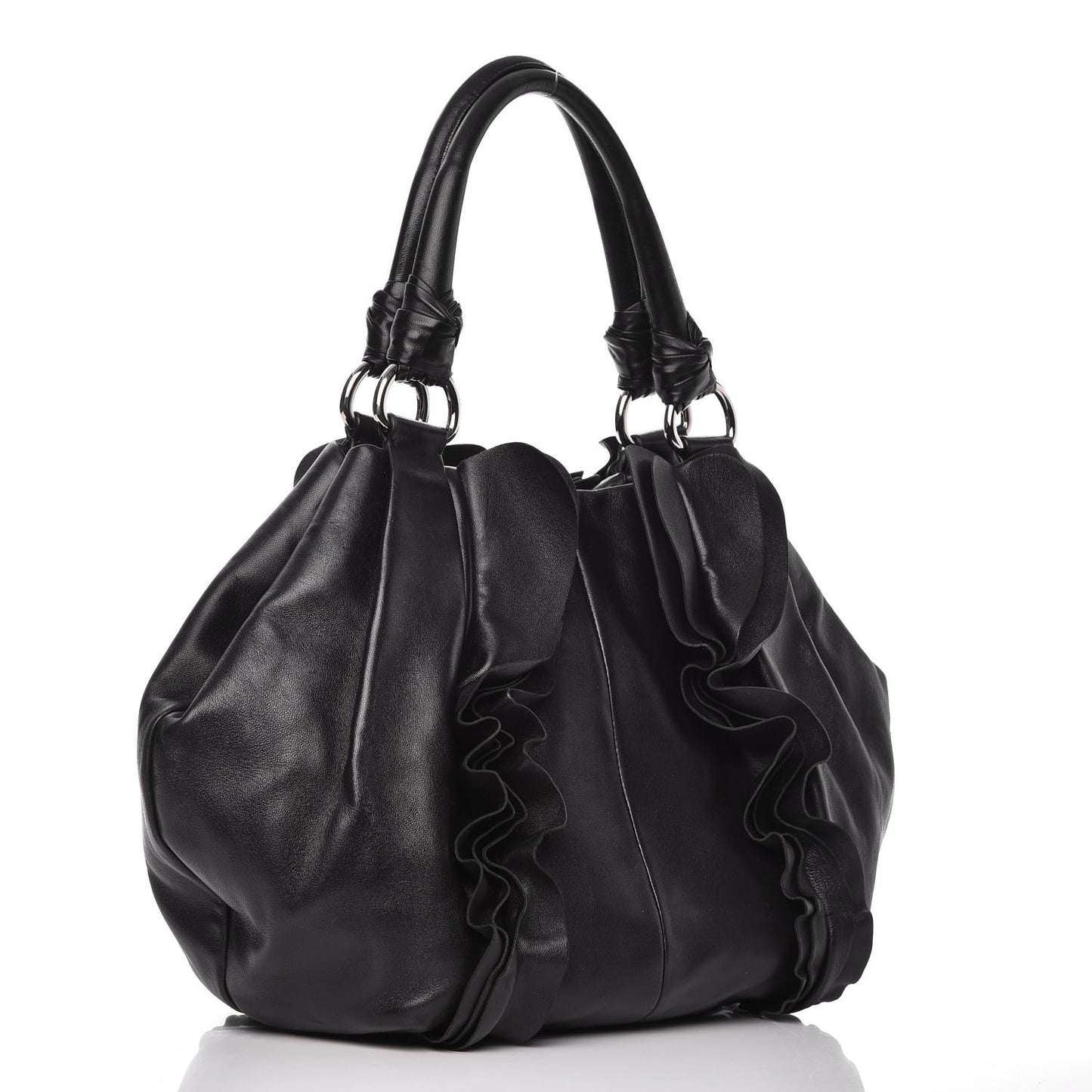 Nappa Ruffle Bag Black
