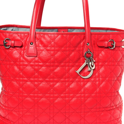 Christian Dior Coated Canvas Cannage Large Panarea Tote Red 11 of 11
