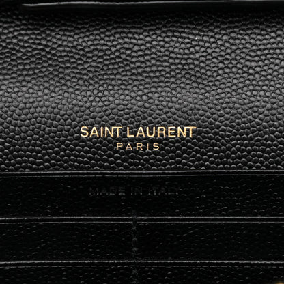 Saint Laurent Grain De Poudre Mixed Matelasse Triquilt Monogram Chain Wallet Black 7 of 10