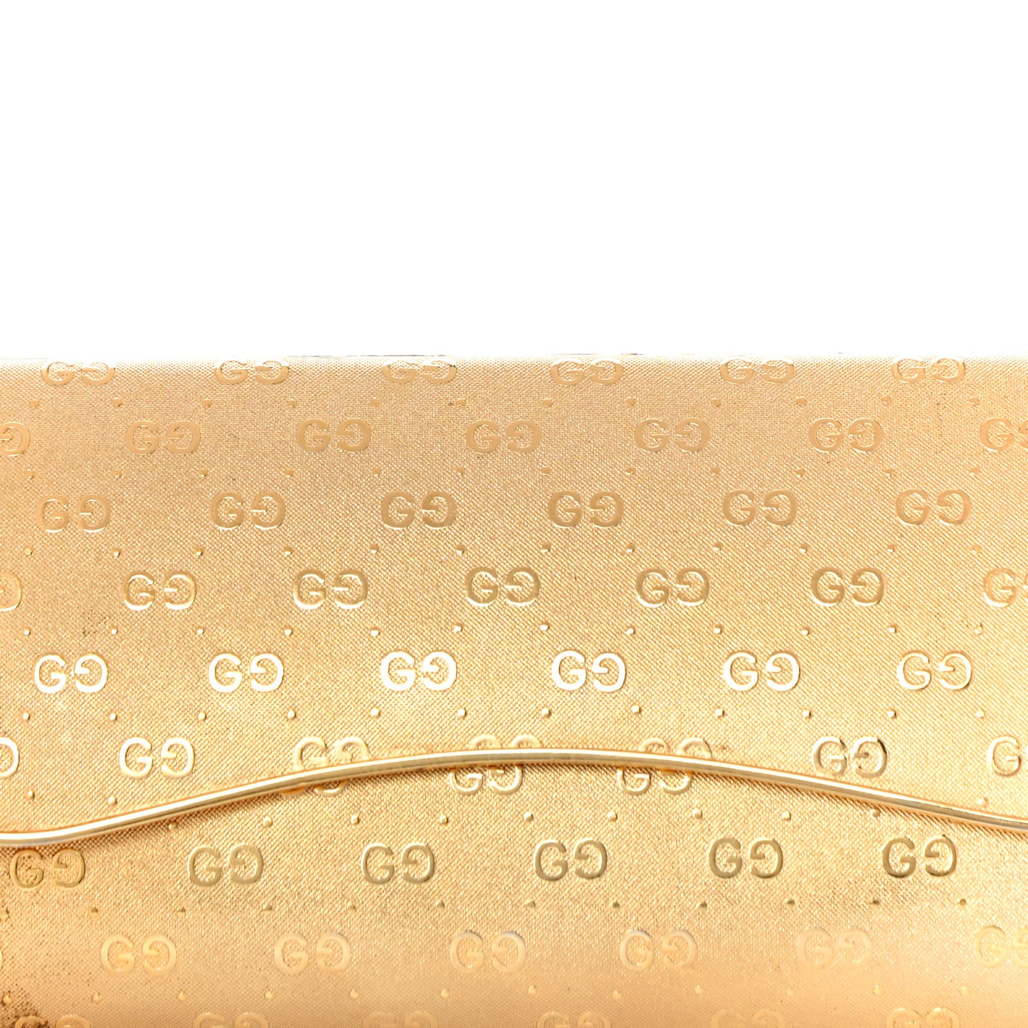 Metal Guccissima Minaudiere Clutch Gold
