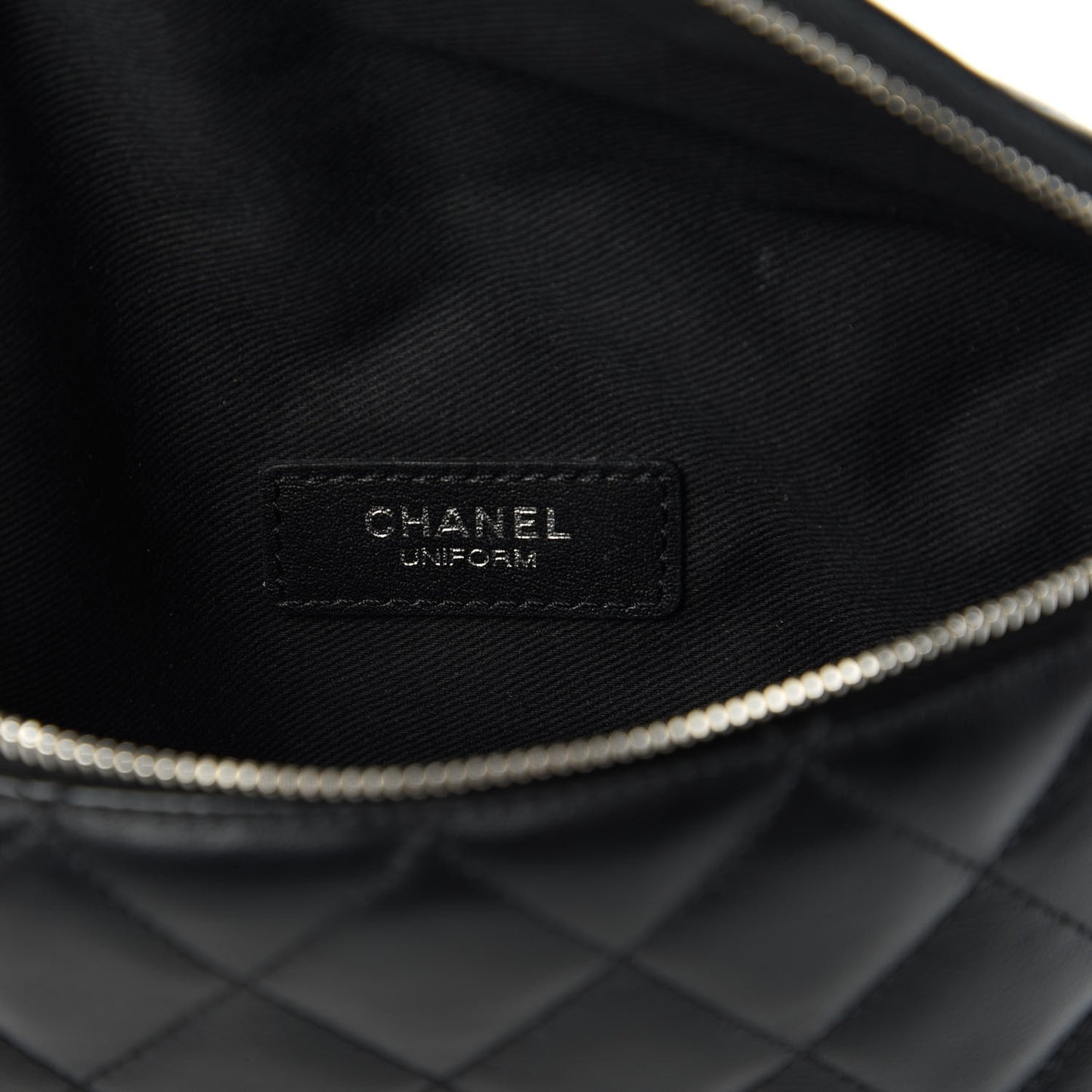 Lambskin Quilted Waist Belt Bag Black