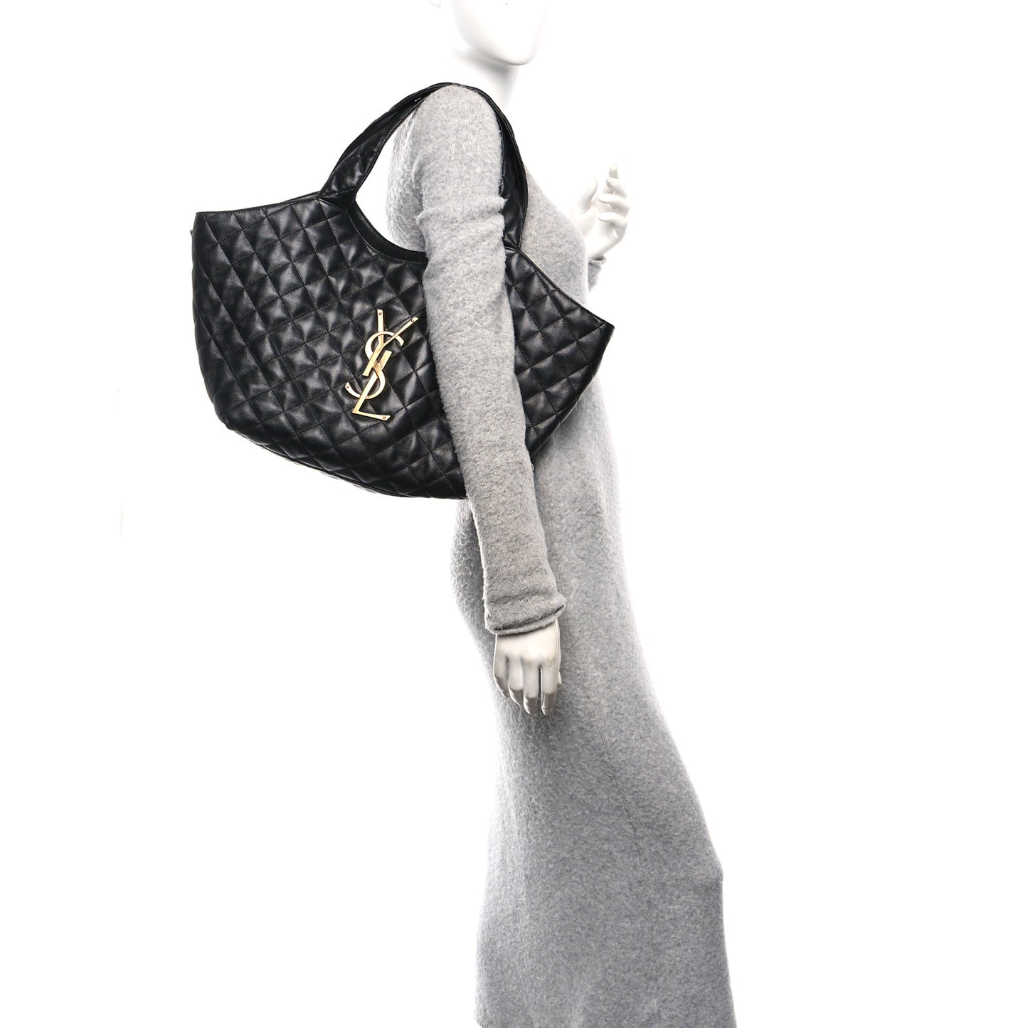 Lambskin Quilted Medium Icare Shopping Tote Black