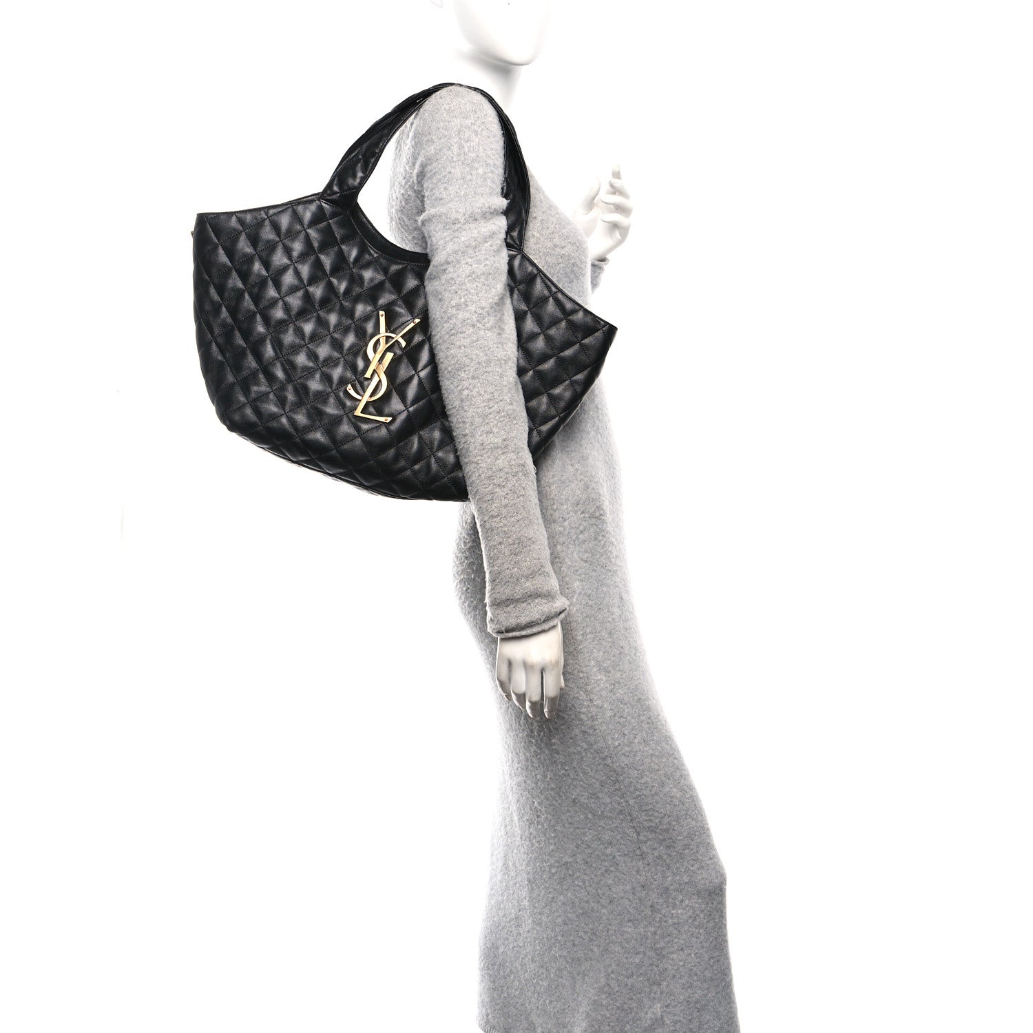 Saint Laurent Lambskin Quilted Medium Icare Shopping Tote Black 2 of 11