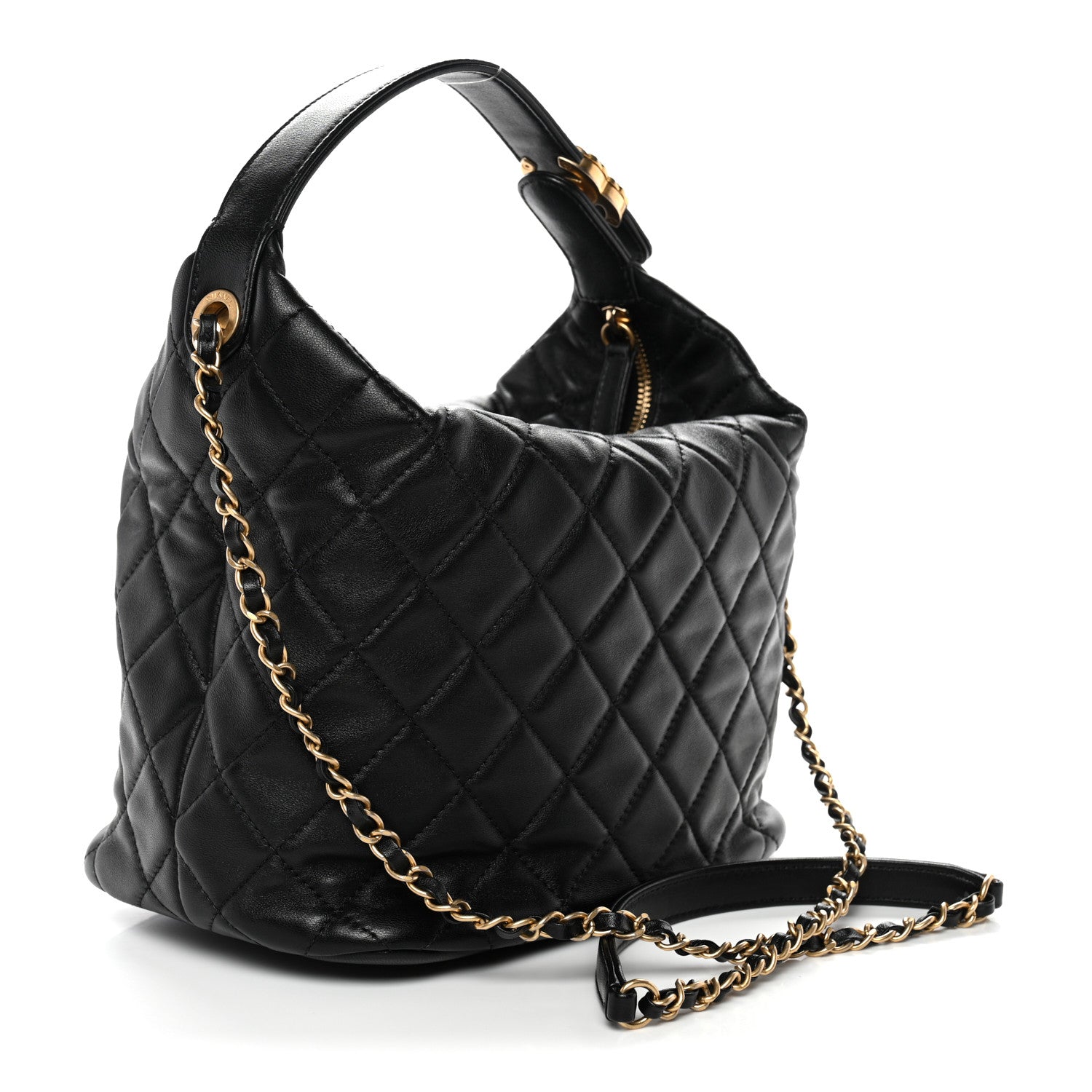 Chanel Lambskin Quilted Large Perfect Meeting Hobo Black 3 of 11