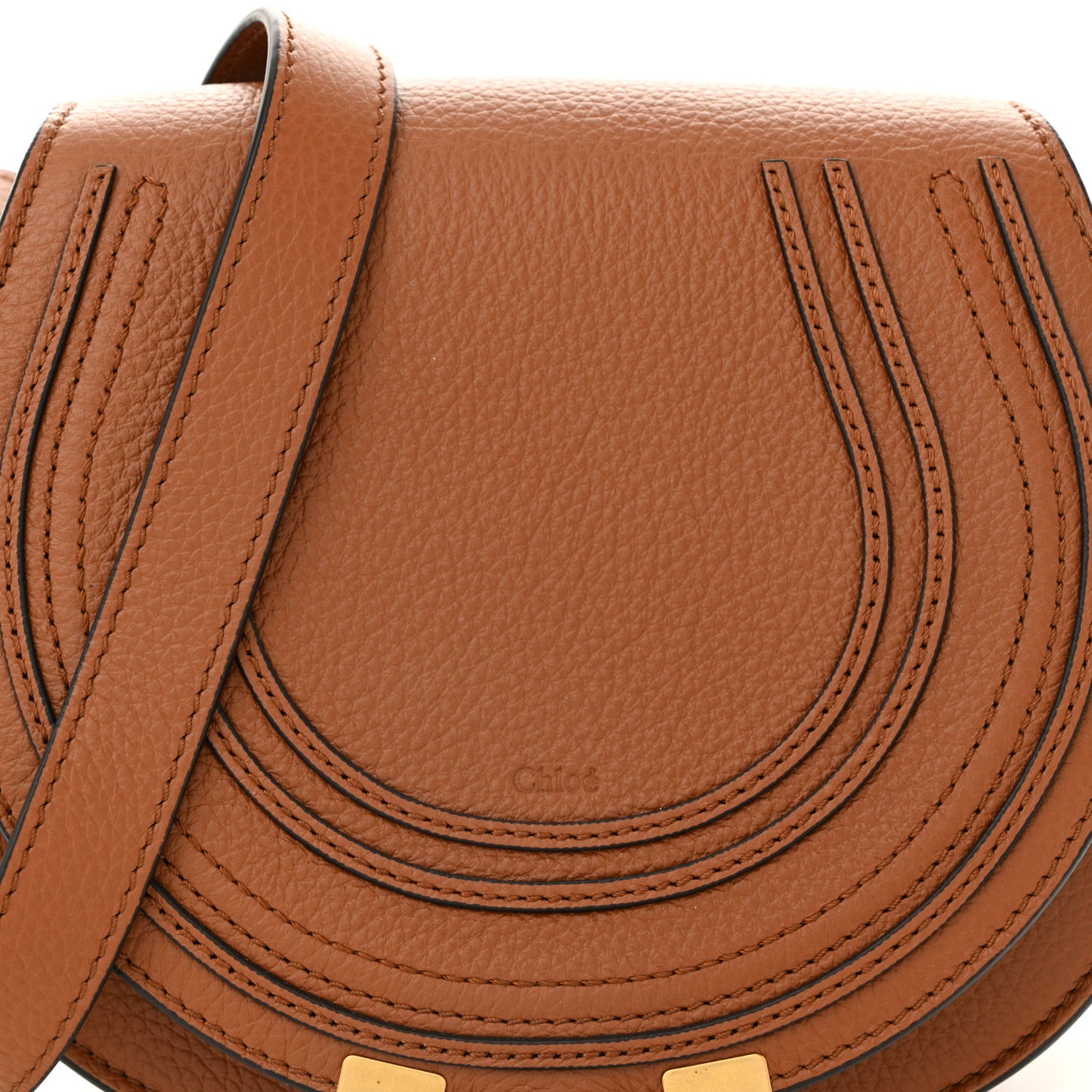 Grained Calfskin Small Marcie Saddle Bag Tan