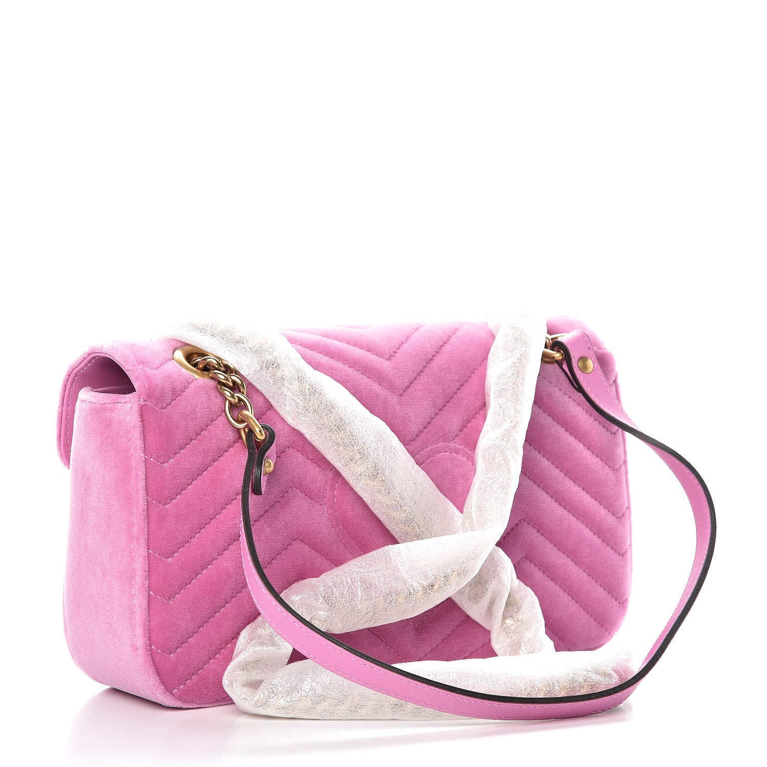 Gucci Velvet Matelasse Marquise Crystals Embroidered Small GG Marmont Shoulder Bag Malva 3 of 7