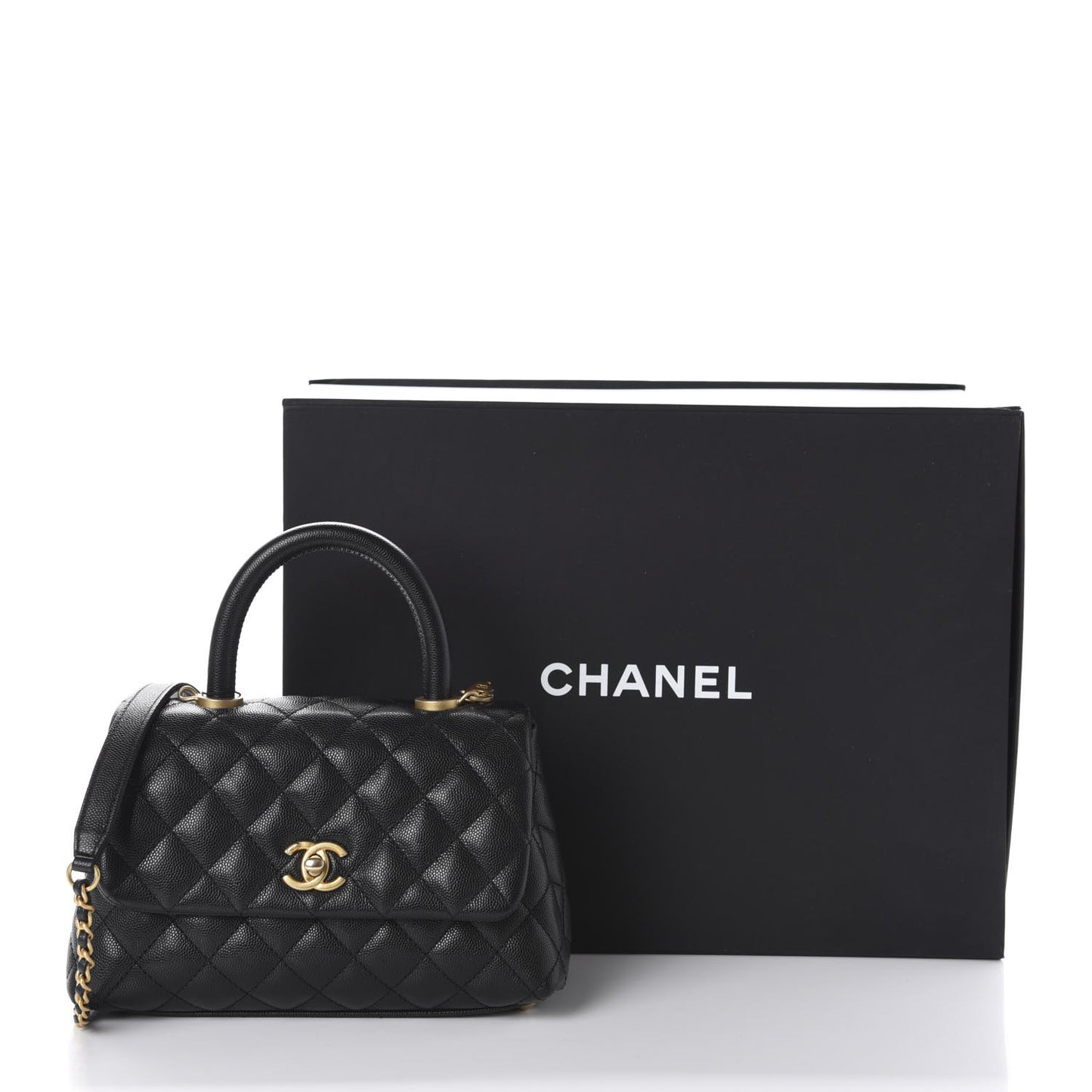 Caviar Quilted Mini Coco Handle Flap Black