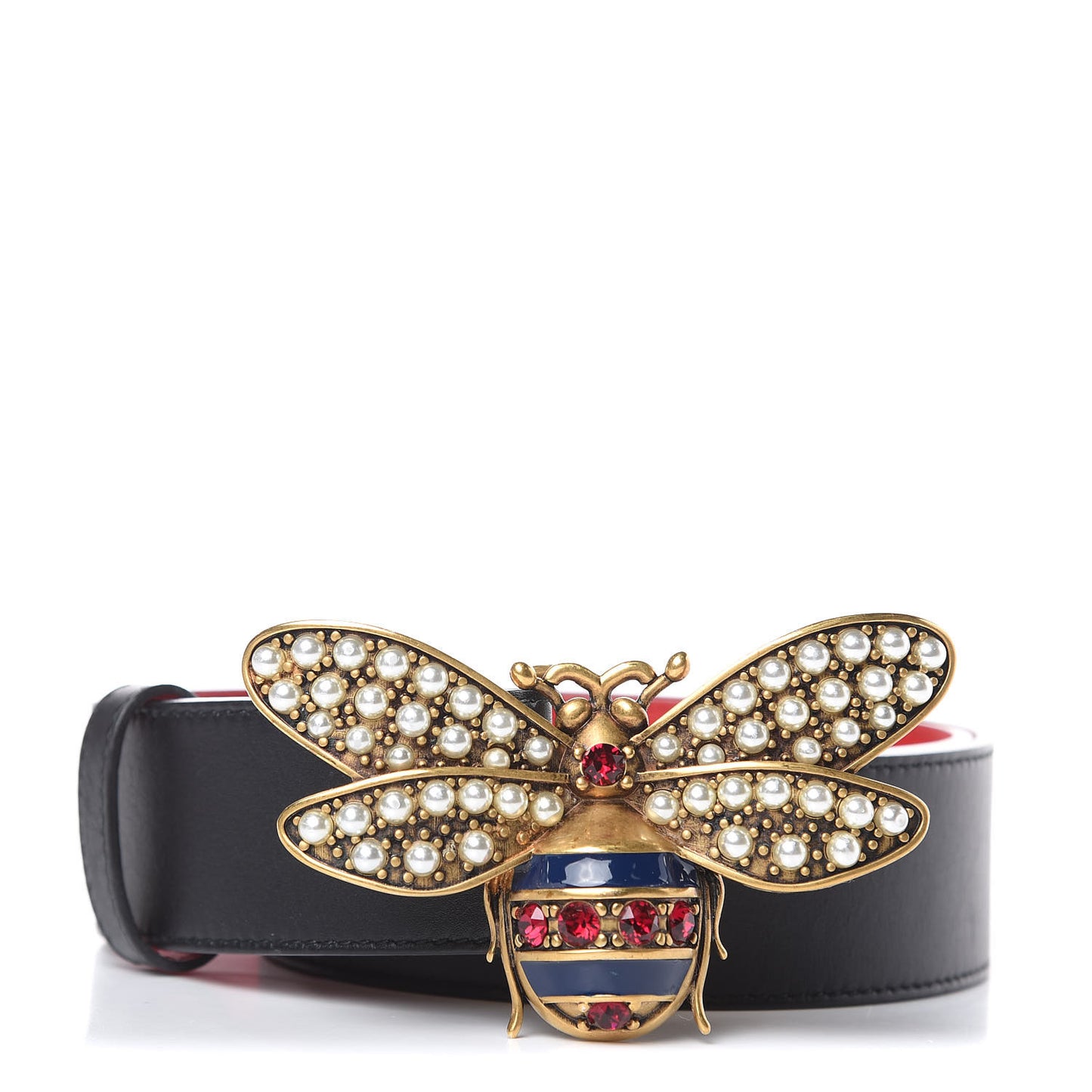 Calfskin Queen Margaret Bee Belt 80 32 Red
