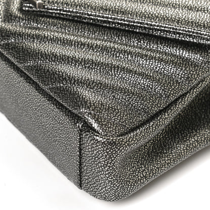 Saint Laurent Metallic Grain De Poudre Matelasse Chevron Monogram Medium College Bag Gunmetal 11 of 12