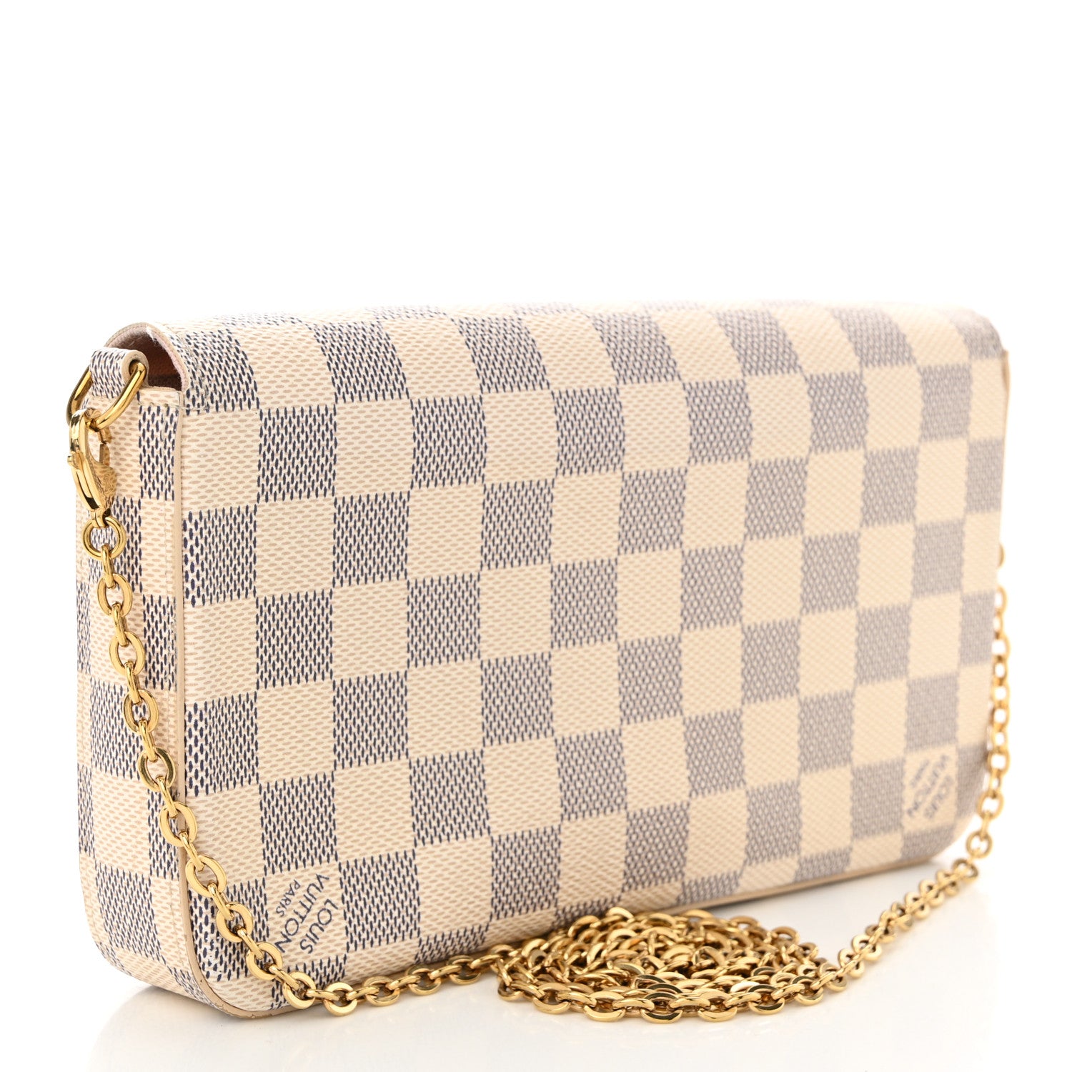 Louis Vuitton Damier Azur Pochette Felicie Chain Wallet Rose Ballerine 3 of 11