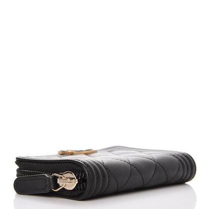 Chanel Calfskin Quilted Zip Around Boy Coin Purse Wallet Black 4 of 8