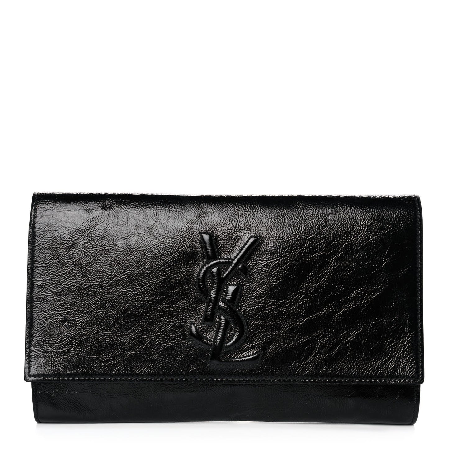 Textured Patent Monogram Large Belle De Jour Clutch Black