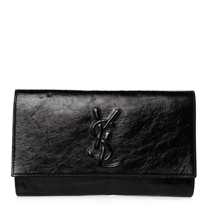 Saint Laurent Textured Patent Monogram Large Belle De Jour Clutch Black 1 of 11