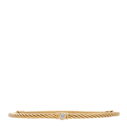 David Yurman 18K Yellow Gold Diamond 3mm Three Station Bracelet 1 of 3
