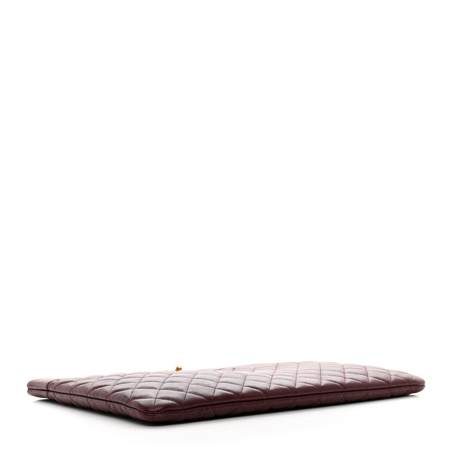 Sheepskin Quilted Large Vintage Mademoiselle Cosmetic Case Burgundy