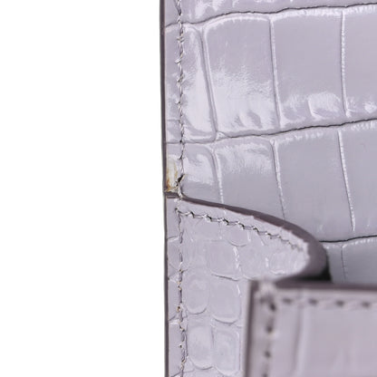 Alexander McQueen Shiny Crocodile Embossed Jeweled Satchel Lavender 14 of 14