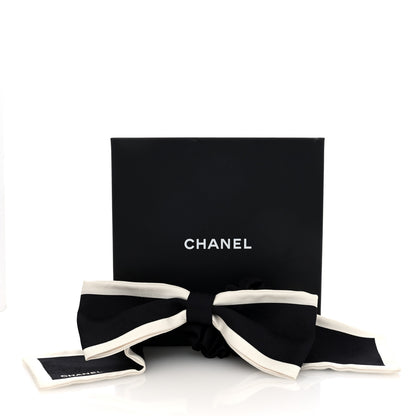 Chanel Silk Hair Tie Black Ivory 4 of 4