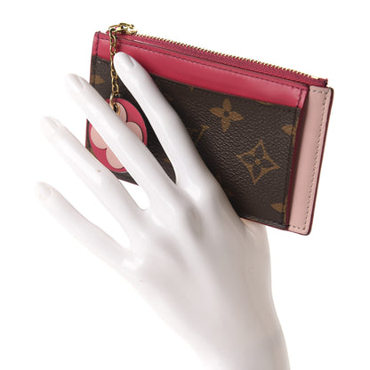 Louis Vuitton Monogram Blooming Flowers Zipped Card Holder Hot Pink Rose Ballerine 2 of 8