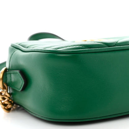 Gucci Calfskin Matelasse Small GG Marmont Chain Shoulder Bag Emerald Green 9 of 11