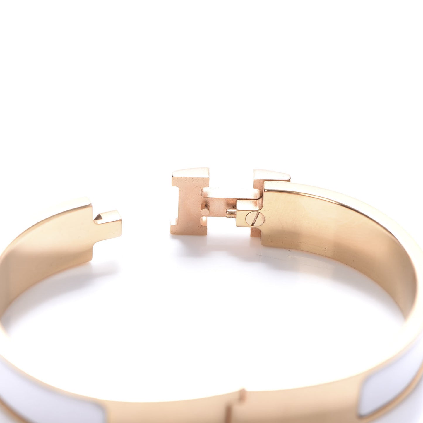 Enamel Narrow Clic Clac H Bracelet PM White