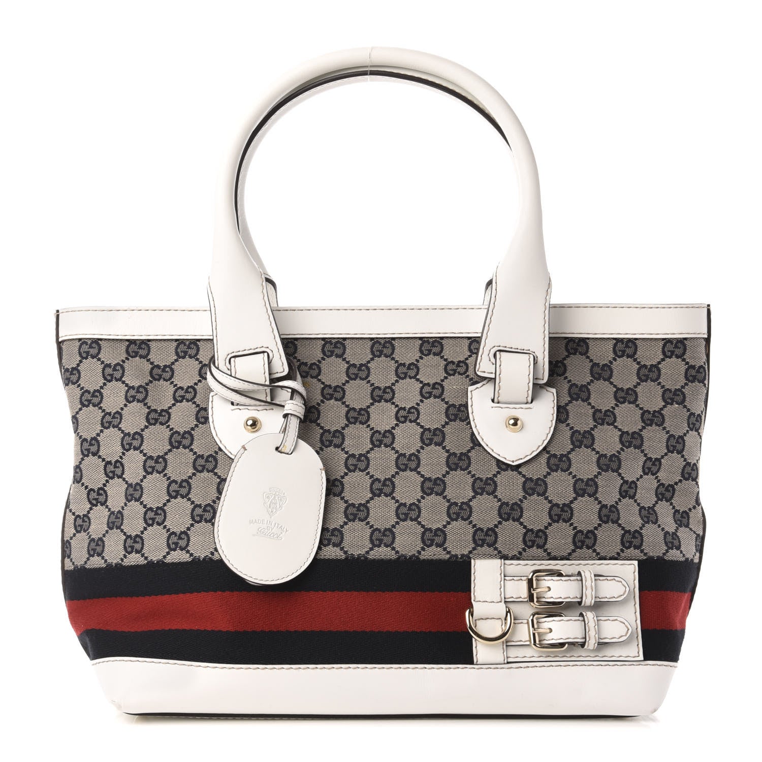 Gucci Monogram Web Medium Heritage Tote White 1 of 14