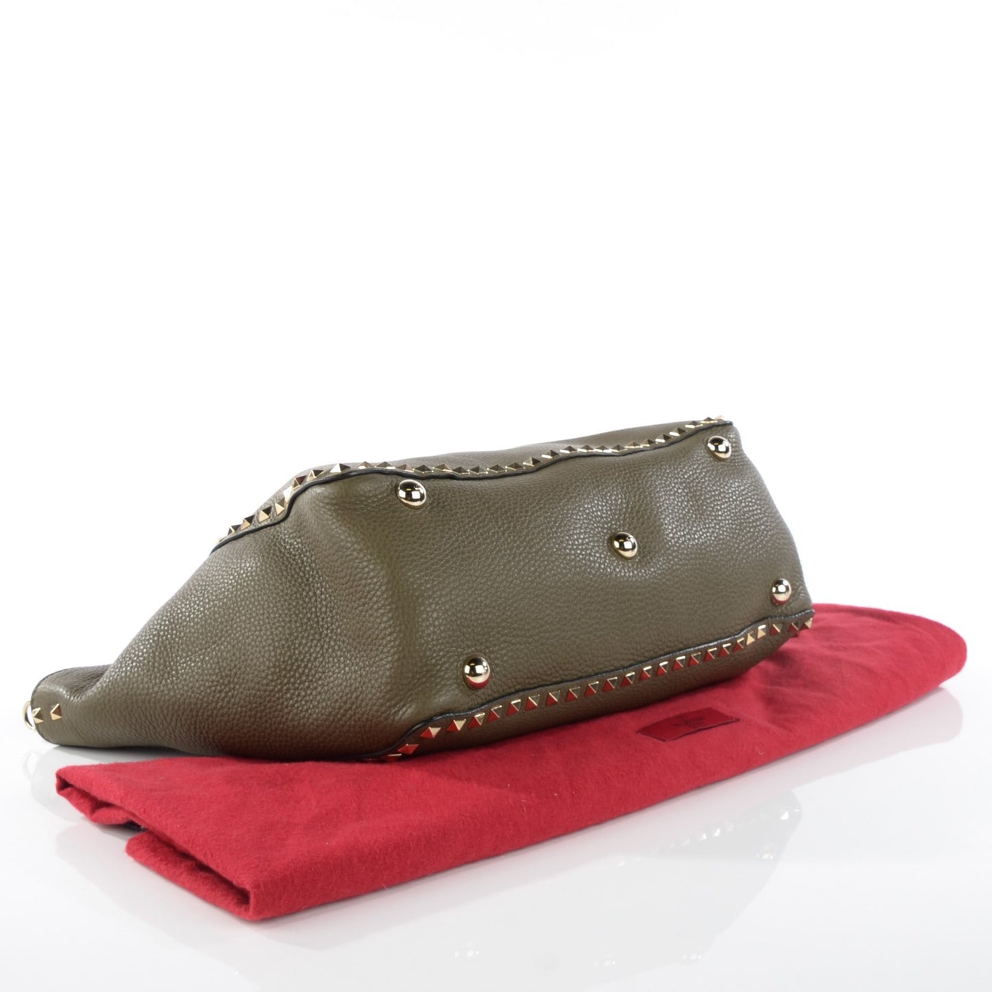 Alce Printed Calfskin Medium Rockstud Tote Army Green