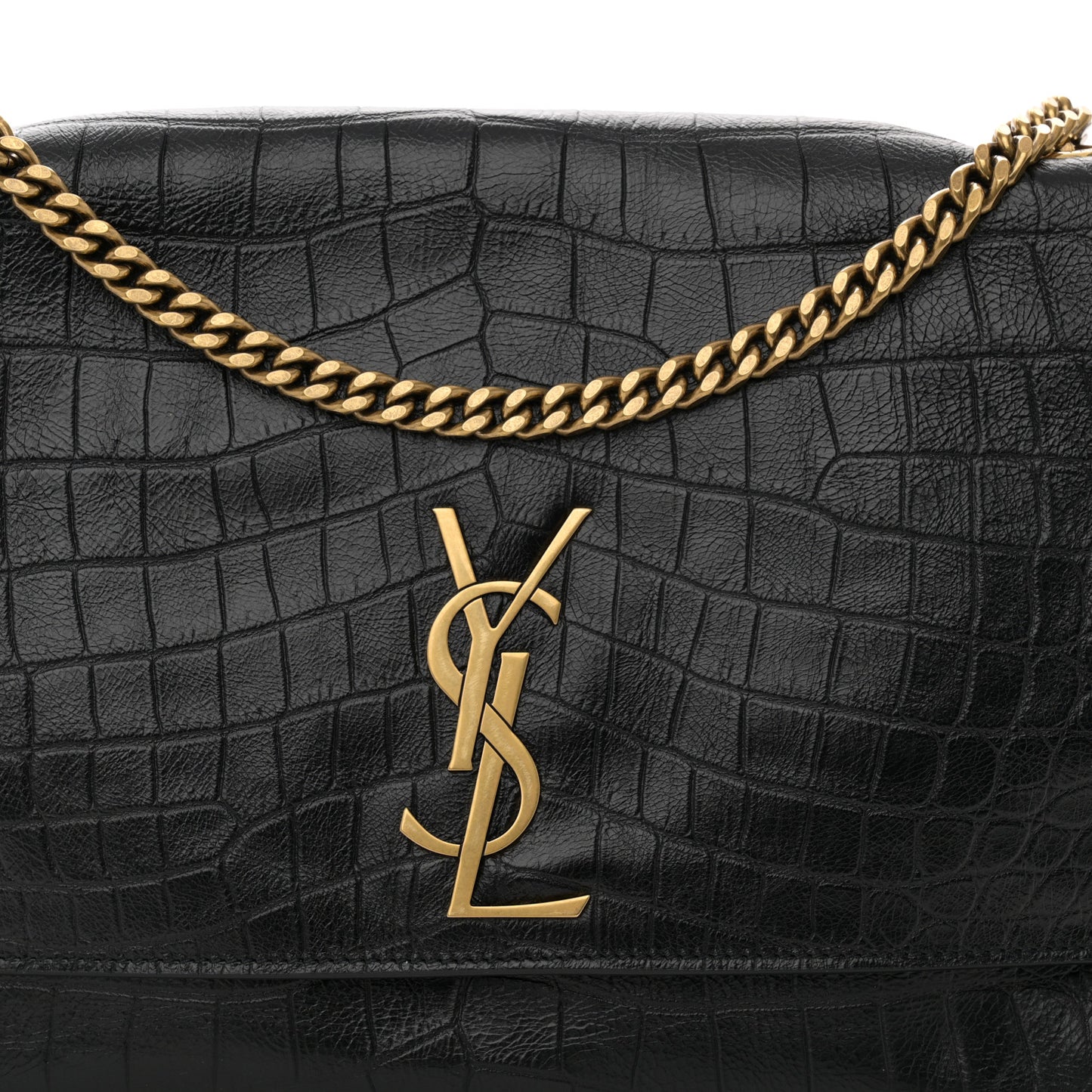 Smooth Calfskin Suede Medium Reversible Monogram Kate Satchel Black