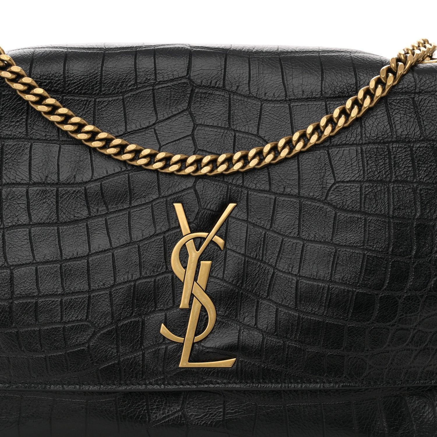 Saint Laurent Smooth Calfskin Suede Medium Reversible Monogram Kate Satchel Black 7 of 9