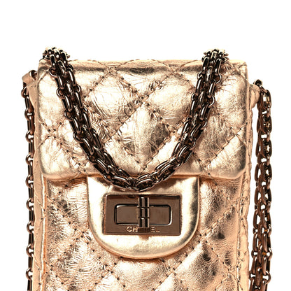 Chanel Metallic Aged Calfskin Quilted 2.55 Reissue Phone Case Rose Gold 8 of 10