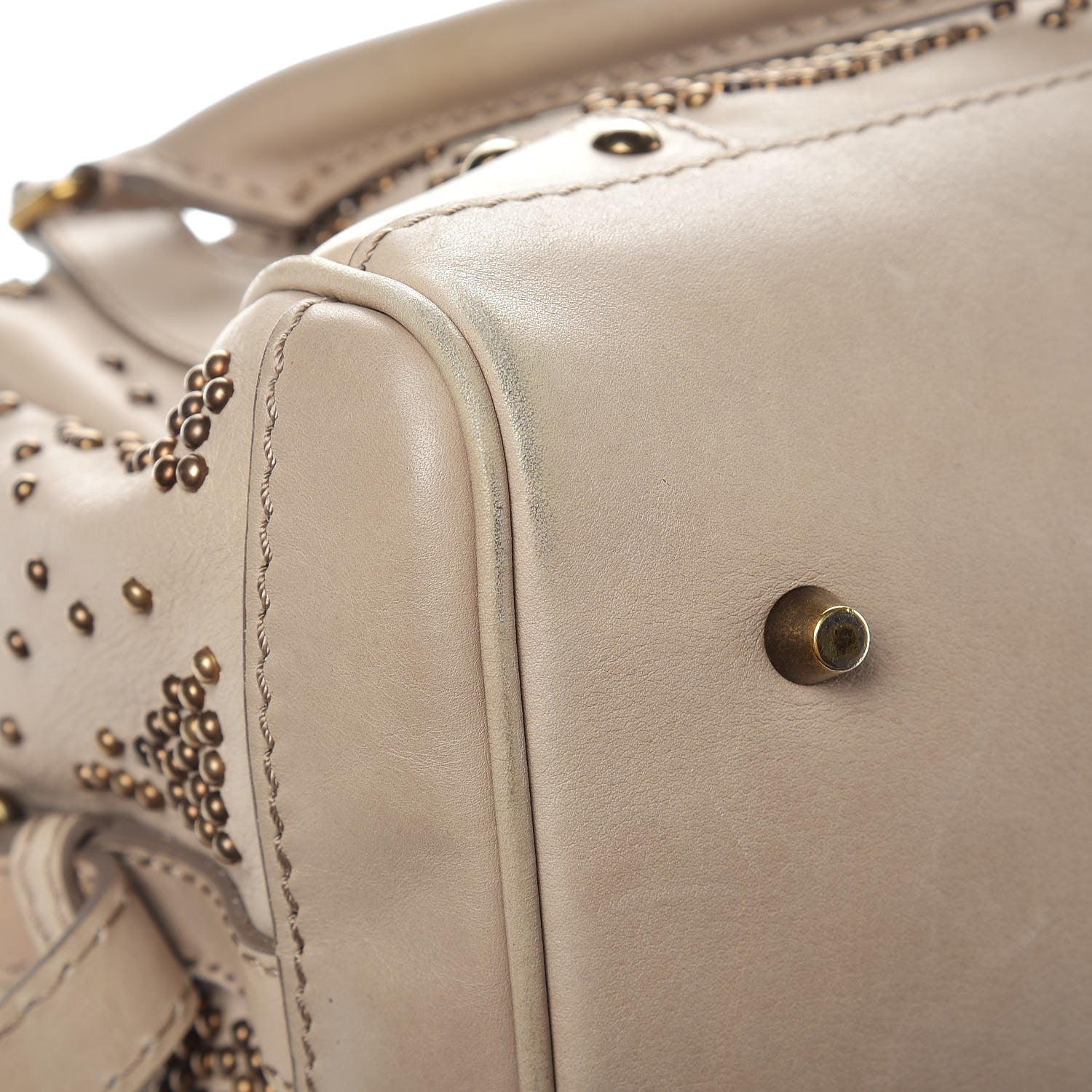Burberry Calfskin Heart Studded Satchel Beige 13 of 16