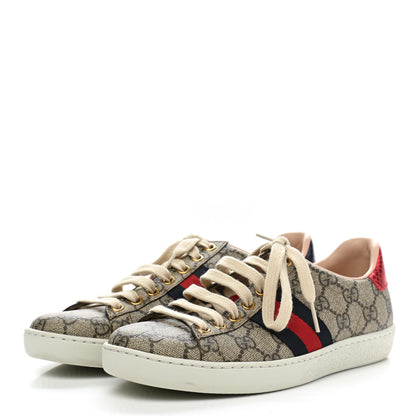 Gucci GG Supreme Monogram Womens Ace Low-Top Sneaker 36 Beige 3 of 10