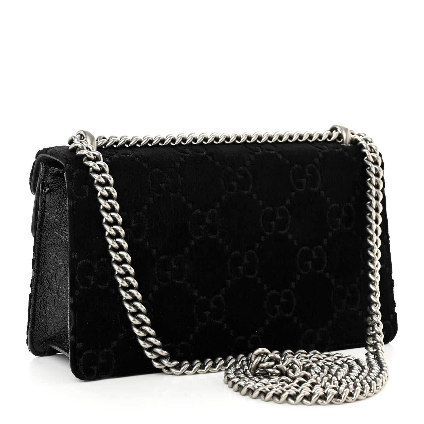 Velvet Skipper Crystal GG Monogram Small Dionysus Shoulder Bag Black Black Diamond