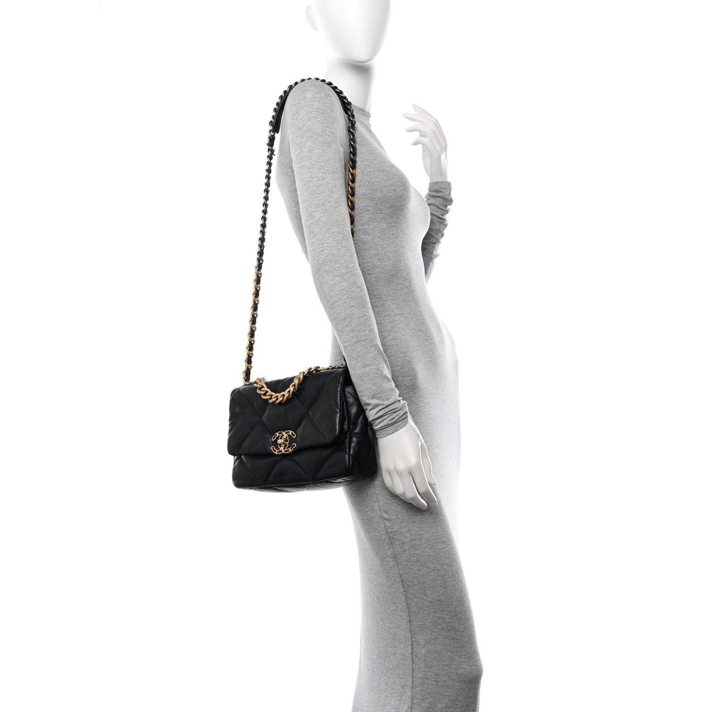 Goatskin Quilted Medium Chanel 19 Flap Black
