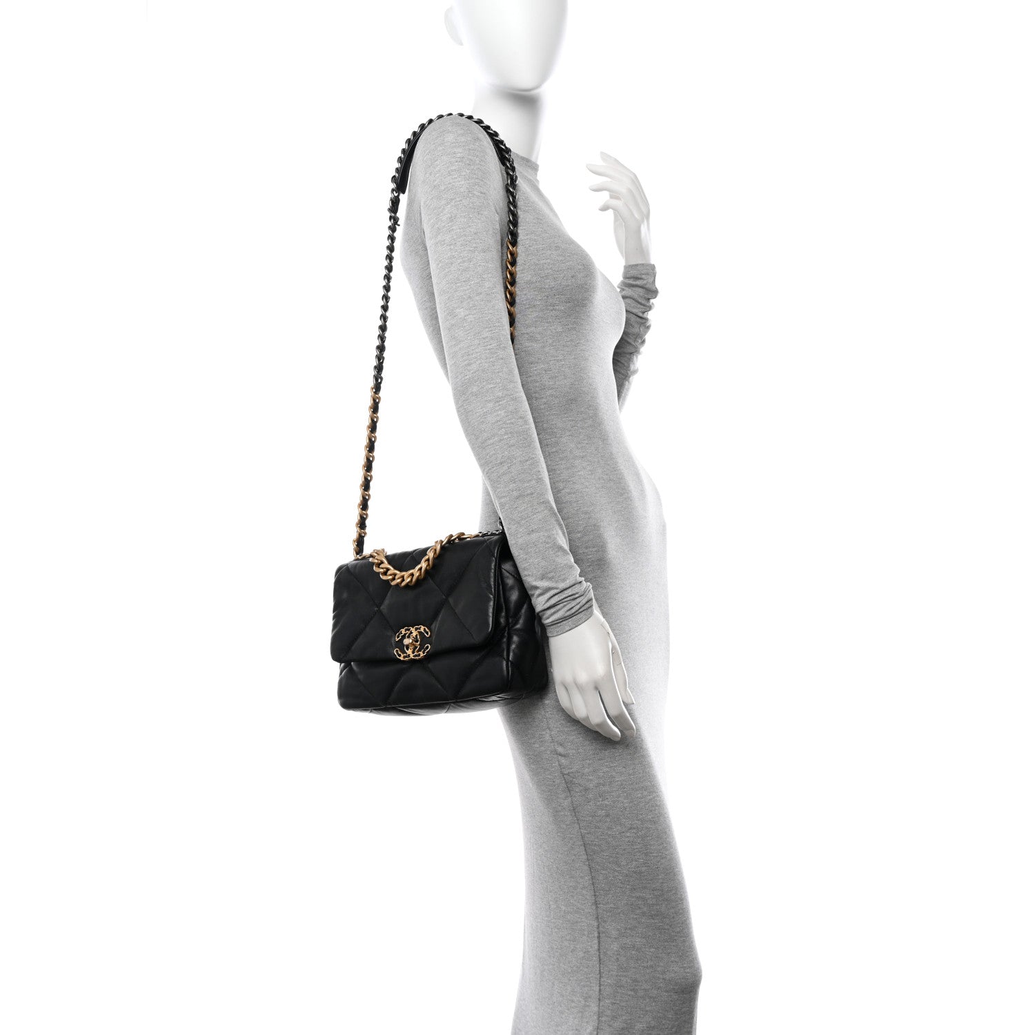 Chanel Goatskin Quilted Medium Chanel 19 Flap Black 2 of 12