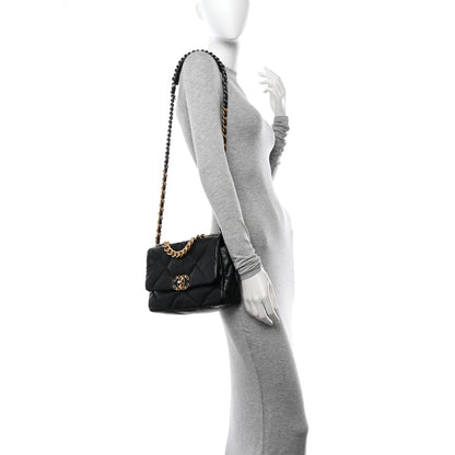 Chanel Goatskin Quilted Medium Chanel 19 Flap Black 2 of 12