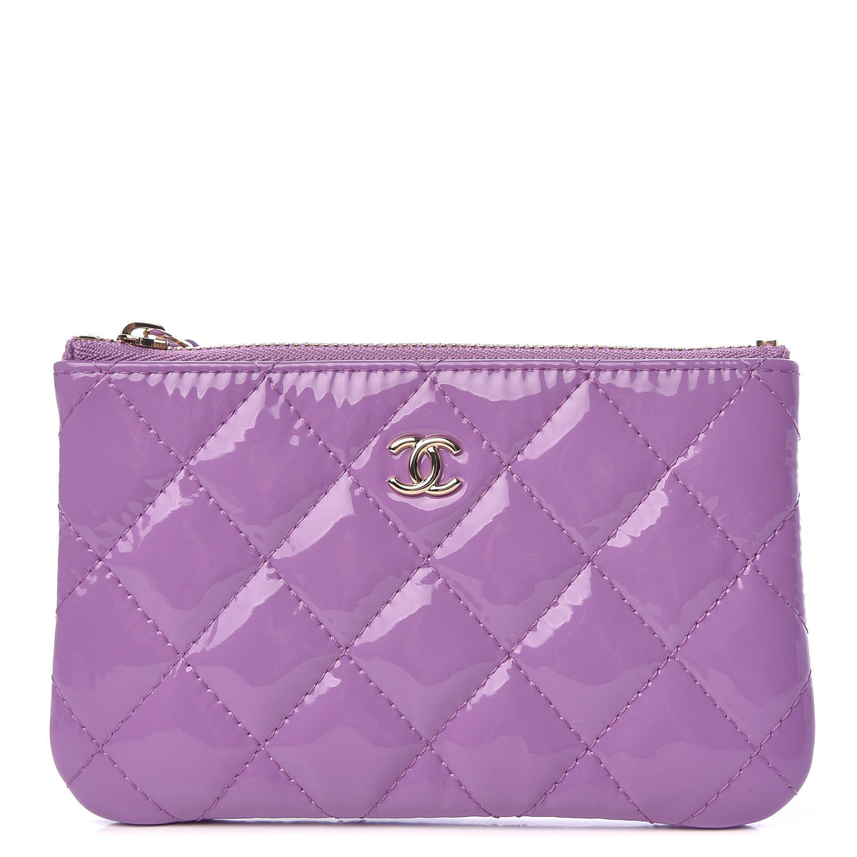 Chanel Patent Quilted Small Cosmetic Case Purple 1 of 8