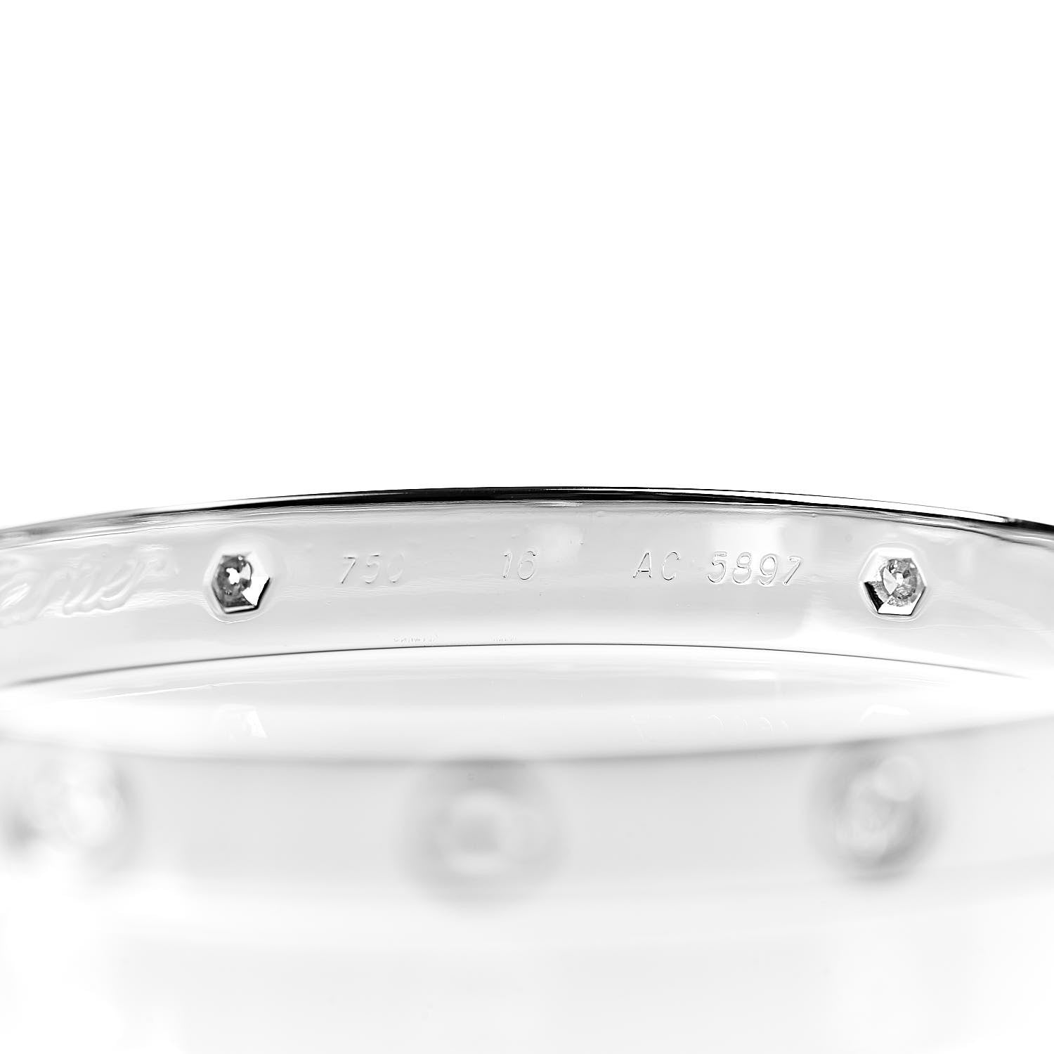 Cartier 18K White Gold 6 Diamond LOVE Bracelet 16 5 of 6